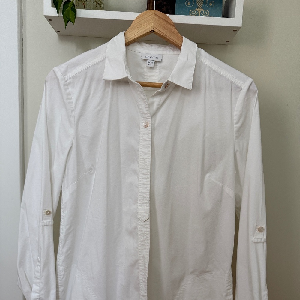 J.Jill Classic White Button Down Shirt with Pockets
